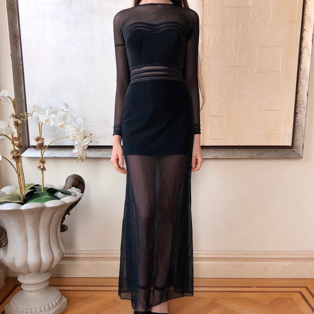 New Tadashi Black Sheer Maxi Dress // Elegant Prom